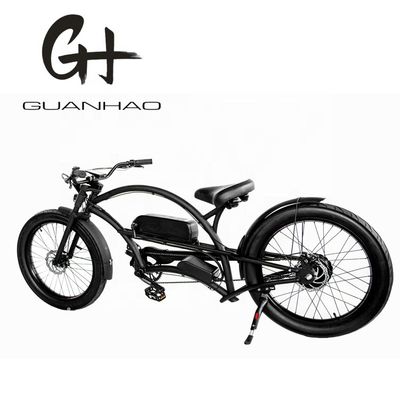 Vitesse unique 750W 28MPH 48V 17AH 24 pouces 3,0 pneus Chopper vélo électrique Beach Cruiser