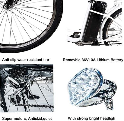 26&quot; Taille de roue 6S 250W E-bike électrique femme vélo de ville alimenté par batterie au lithium