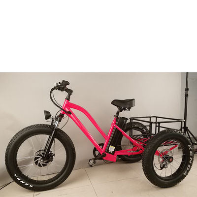 Vélo électrique à trois roues pour adultes de 500 W avec jante en aluminium gras et certificat EN71