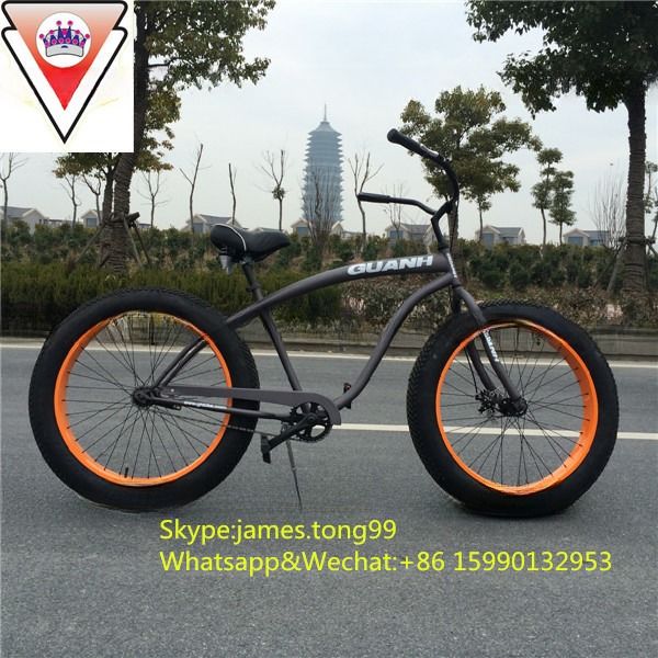 Fat Beach Cruiser Bike avec pneus de neige de 26 pouces et cadre en alliage d'aluminium en 2015