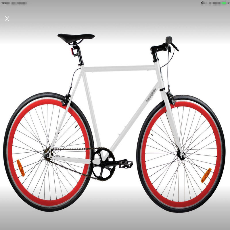 58cm 60cm Cadre blanc Jante rouge 700c Single Speed Fixie Fixé Bicicle double frein V
