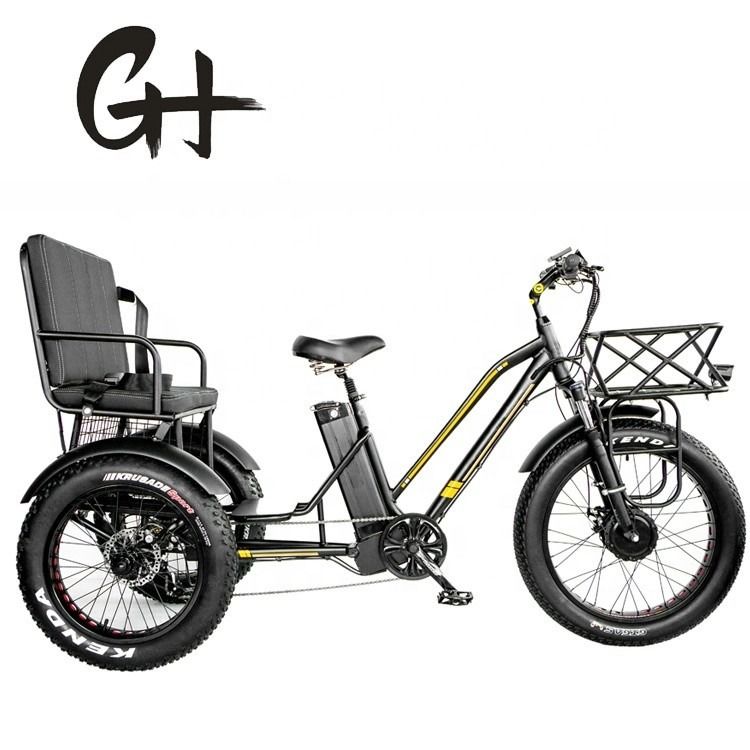 24&quot; 48V roue avant 750W 45KM/H Charge maximale 300KG 21AH batterie au lithium Tricycles électriques