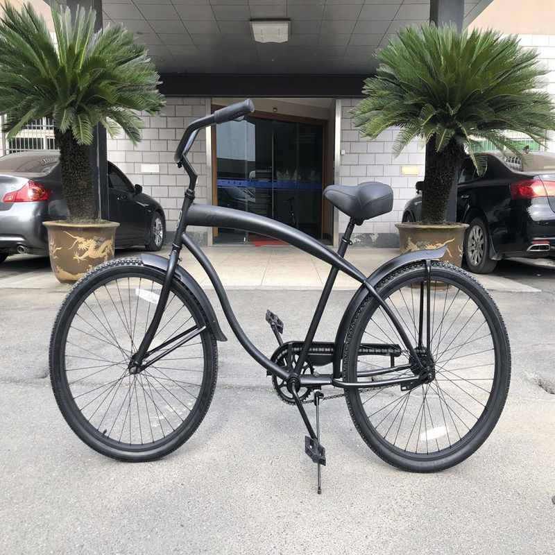 26 pouces pour adultes Hommes Comfort à vitesse unique Beach Cruiser Vélo Mat Noir Prêt à être expédié