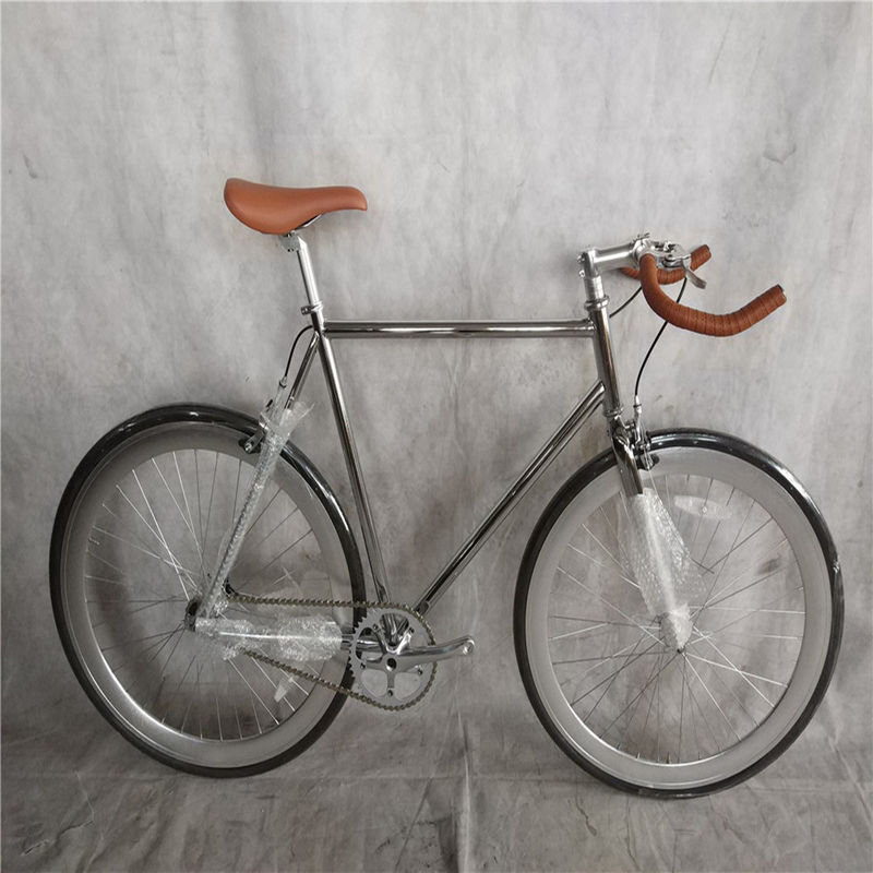 Classique 700Cx28C Vintage Chrome Vélo à engrenages fixes 58cm Vélo fixe à vitesse unique 13kg