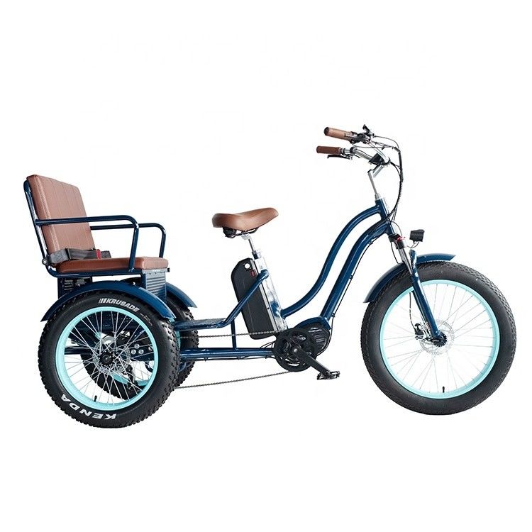 Rickshaw électrique à moteur à moyeu avant avec batterie au lithium 17AH de 48V 750W et pneu gros