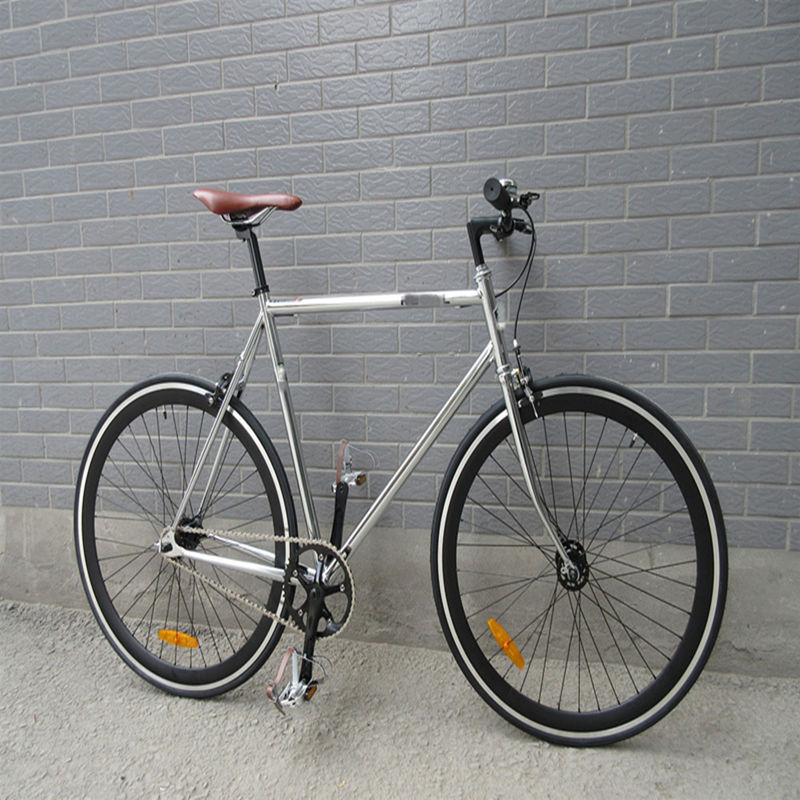 Cycle de course en chrome à vitesse unique rétro Vintage 700C avec chaîne KMC et jeu de manivelle Lasco