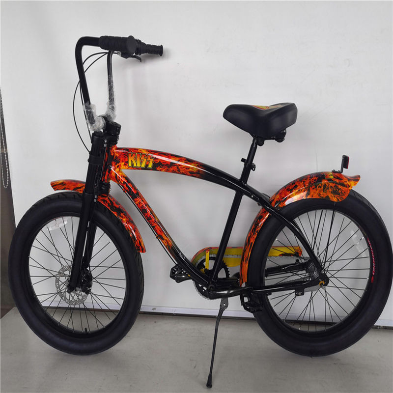 Adultes 3 vitesses 24 pouces 3,0 pouces pneu gras Beach Cruiser vélo avec double paroi en alliage