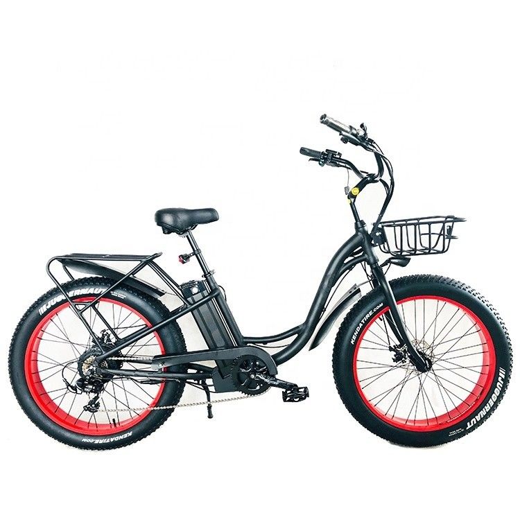 26&quot; 750W 48V 20MPH OEM 21AH UL2849 Femmes adultes Lady Beach Cruiser électrique gros 4.0 pneus de neige gros vélo