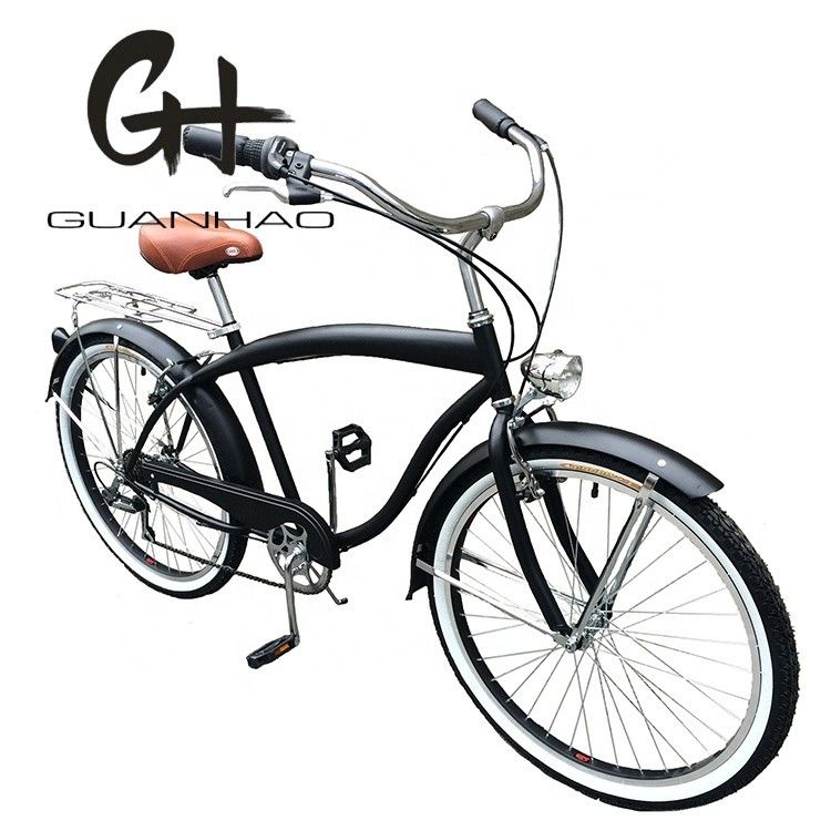17 kg léger 26 pouces Cadre dur Non amortisseur arrière 7 vitesses Hommes Beach Cruiser Vélos