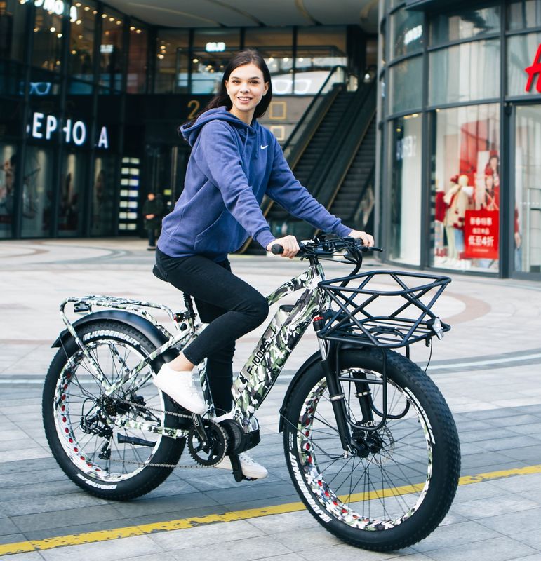 48V 17AH 1000W BaFang Central Motor Vélo électrique de montagne avec pneus de neige de 26 pouces