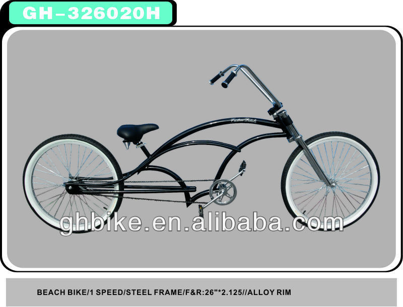 2013 Black Chopper Beach Cruiser vélo vélo avec cadre en acier Noir/à la commande