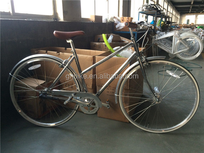 Lady Road Bike Intérieur 3 vitesses Chambre Chrome Vélo urbain à fourchette en acier 11KGS