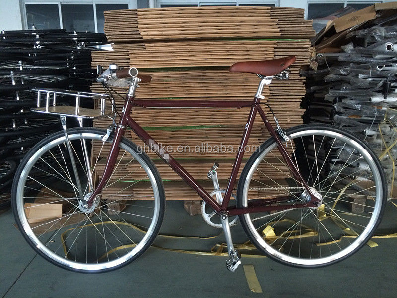 Vélo rétro à engrenages fixes Vélo avec porte-avions avant Vélo routier à 3 vitesses interne À commander