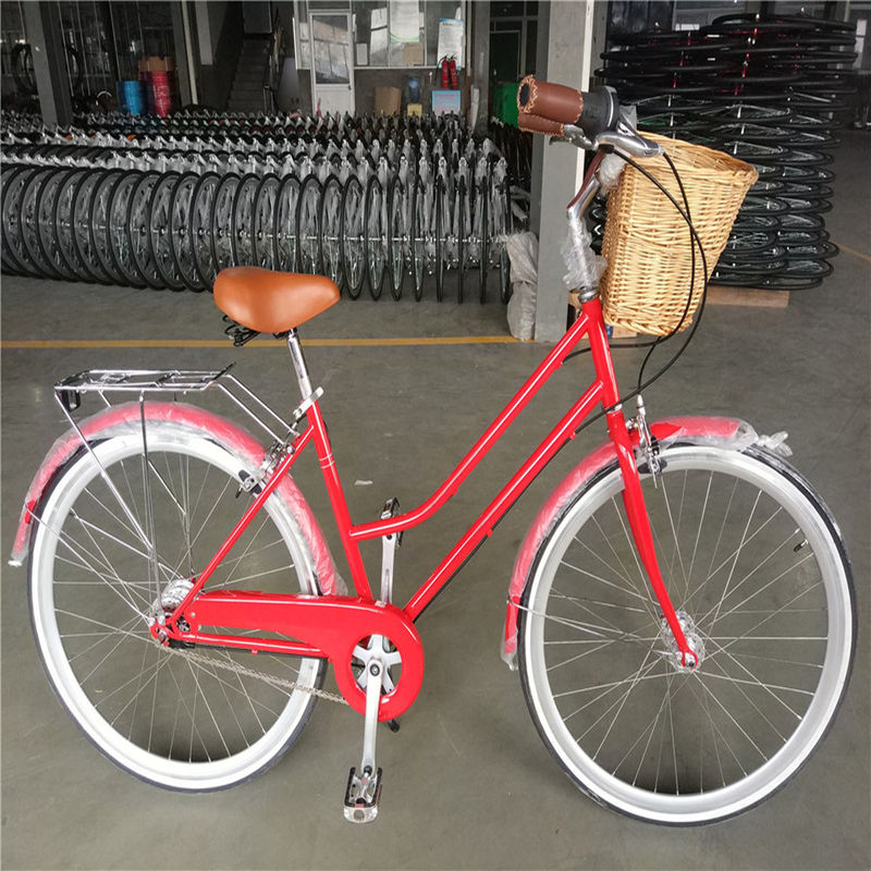 Vintage Lady Bike avec panier de couleur rouge basse étape à travers hybride 5 vitesses Comfort Cruiser
