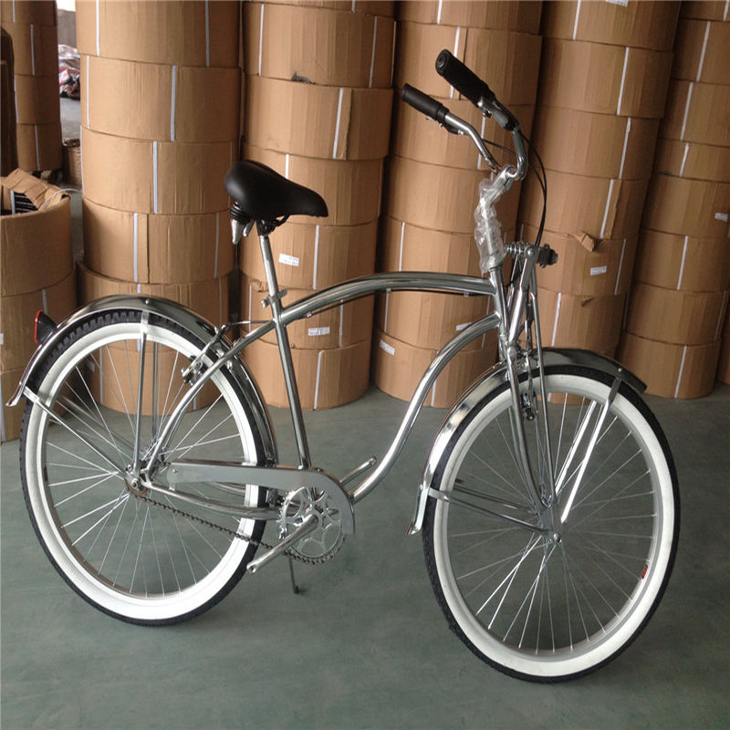 1.8m Longueur 160kg Capacité de charge 26 pouces Chrome Velocité unique Vélo de plage pour hommes