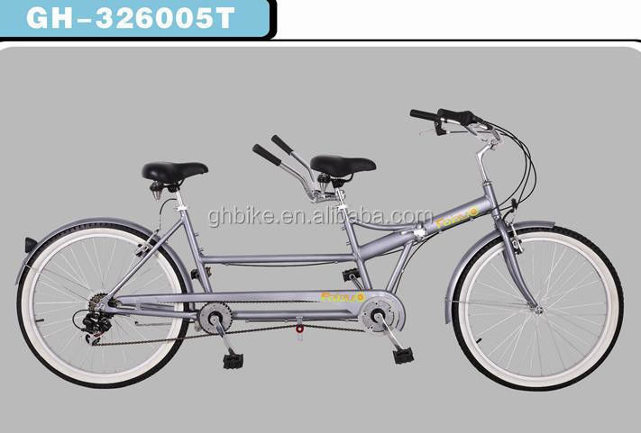 26 pouces et 2.125.A/V Bicicle en tandem à fourche en acier à paroi blanche avec vélo pliant à 7 vitesses à deux places