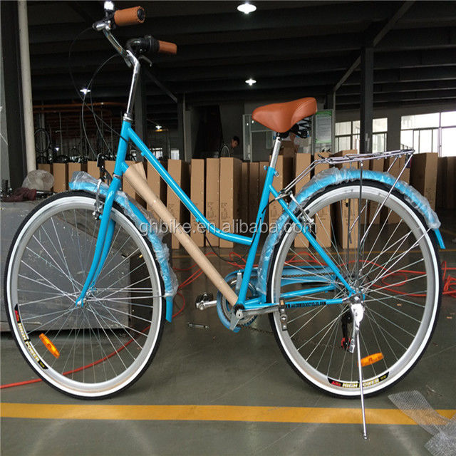 Couleur bleue 7 vitesses Vintage Lady City Cruiser Bike Femmes Vélo rétro pour la vie en ville