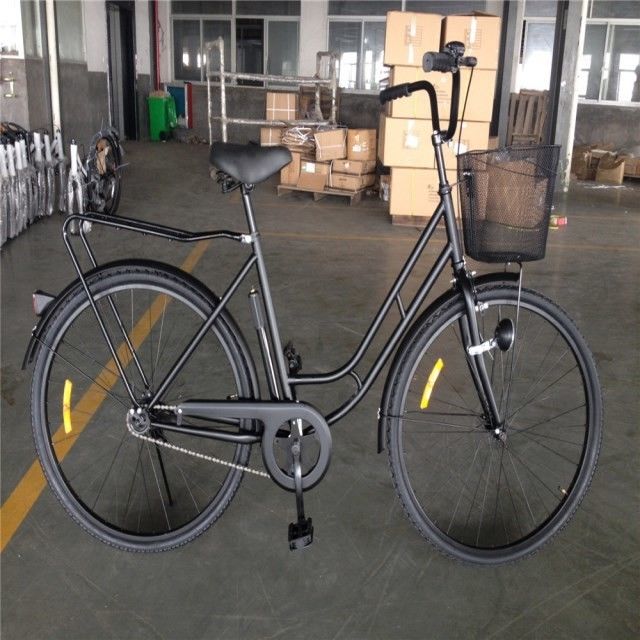 Affordable Noir Couleur Single Vitesse 26 pouces 28 pouces City Bike pour femmes avec cadre en acier