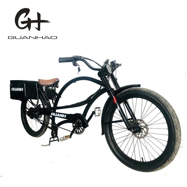750W 48V 118AH 24 &quot; 3,0 pneus à seule vitesse 45KM/H à double batterie vélo électrique chopper